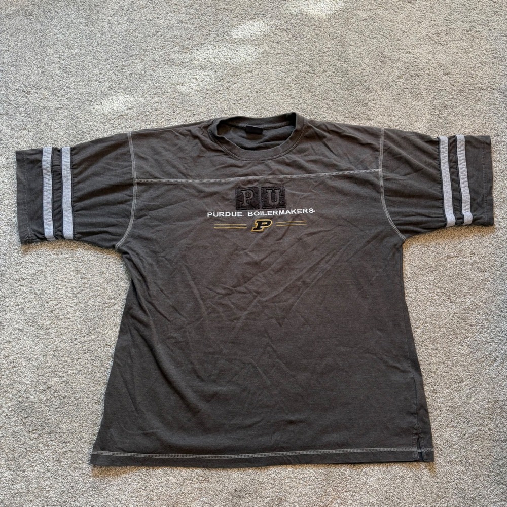 Active Purdue Boilermakers NCAA Jersey T-Shirt Mens XL Charcoal Grey Embroidered